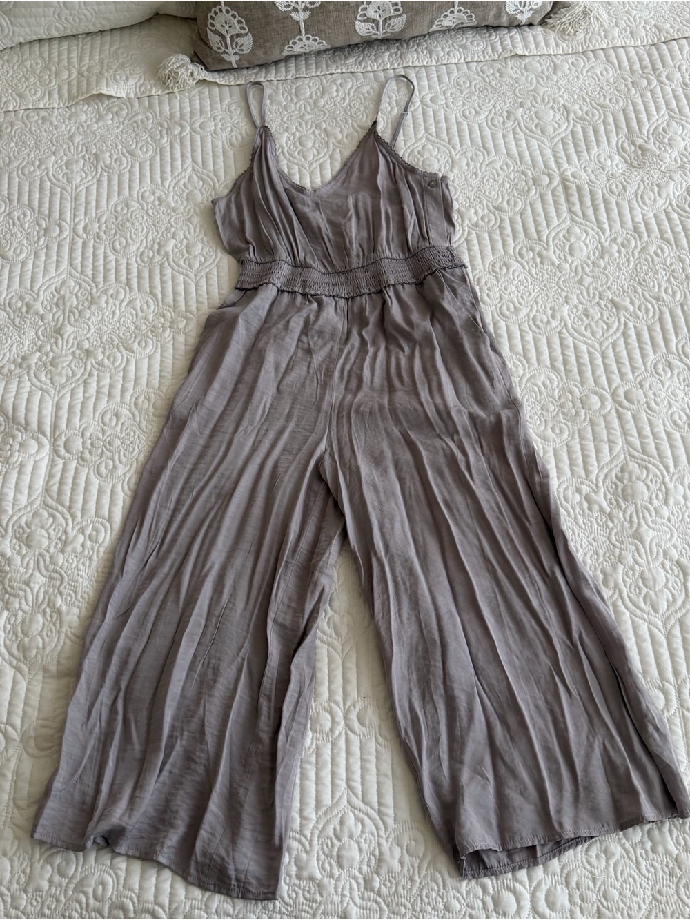 NWT RESET by Jane Taupe Grey Cami Wide Leg Jumpsuit Size Small